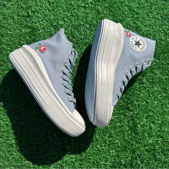 Converse Chuck Taylor All Star Move Hi Wet Stone Floral Embroidery - Picture 10 of 13